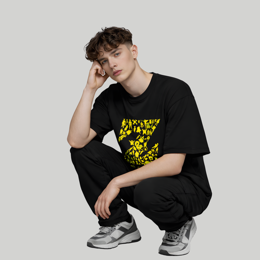 Z Warriors Legacy – Anime Oversized Black T-Shirt