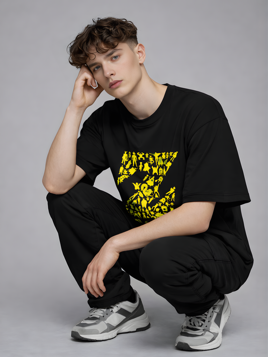 Z Warriors Legacy – Anime Oversized Black T-Shirt
