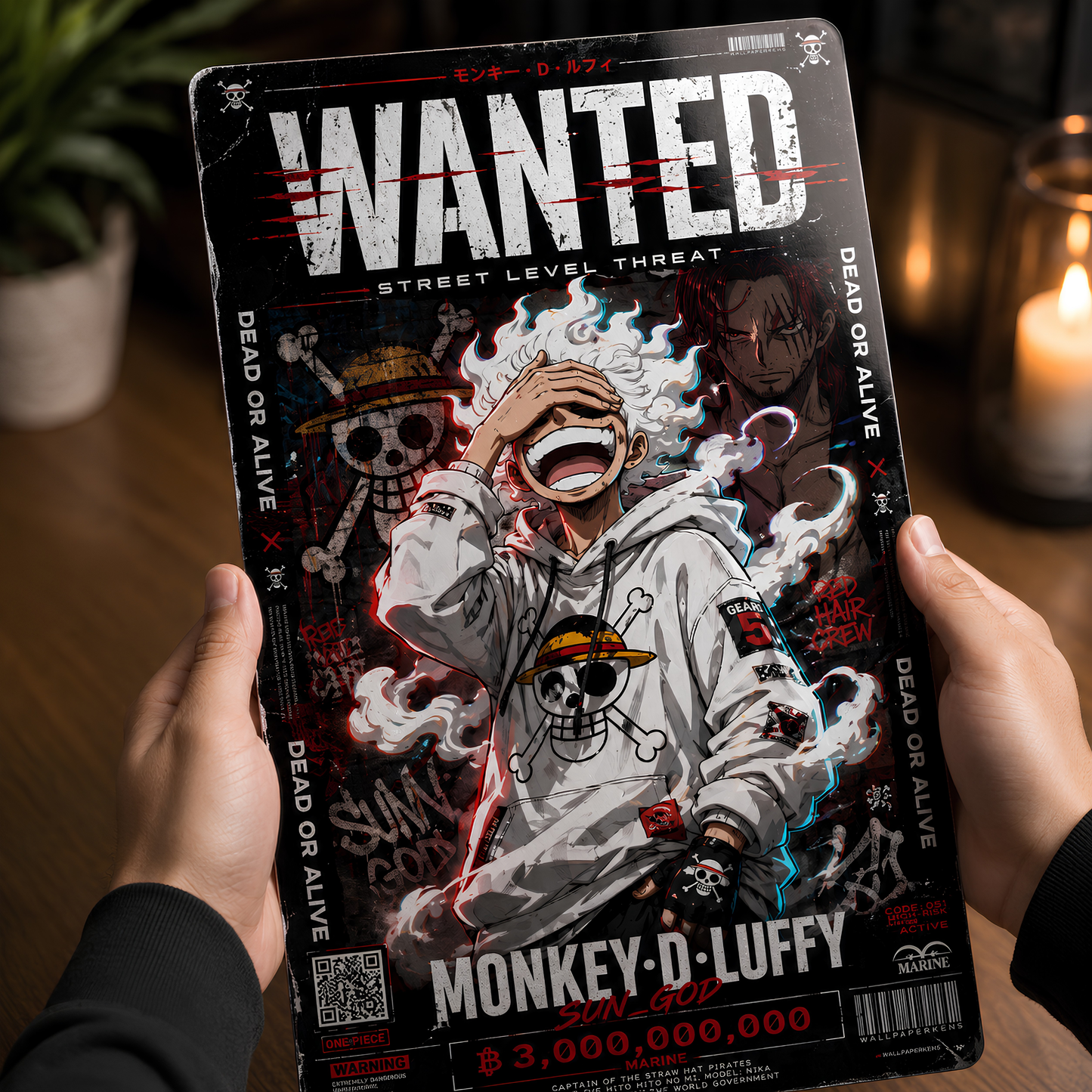 Sun God Rebellion – Monkey D. Luffy Metallic Poster