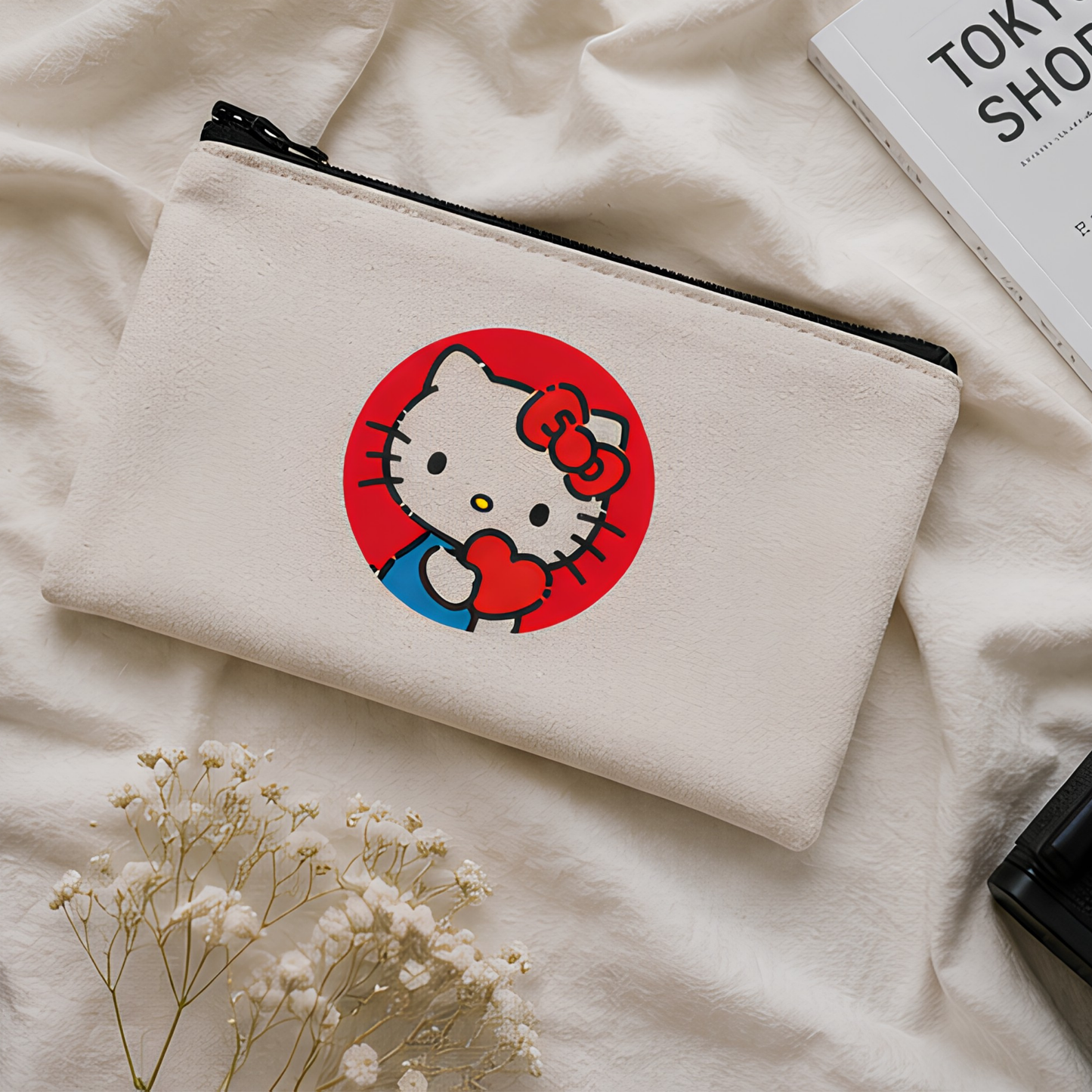 Kitty Heart Canvas Pouch