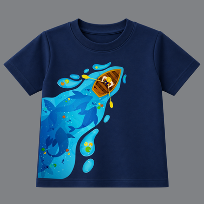 Ocean Adventure Kids T-Shirt – Navy Blue