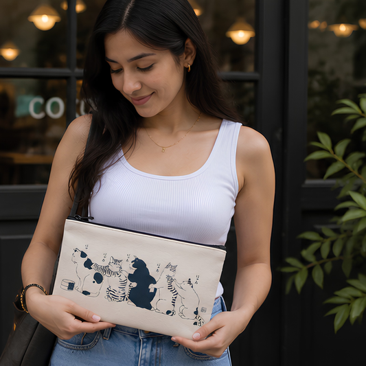 Cat Café Canvas Pouch