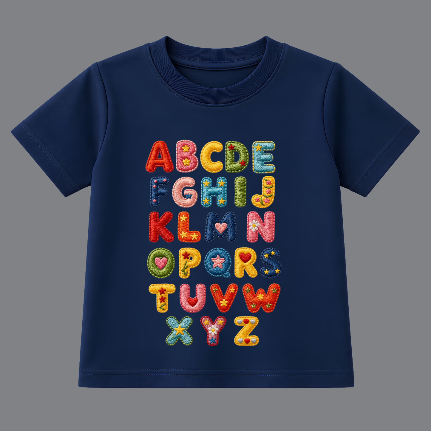 Colorful Alphabet Kids T-Shirt – Navy Blue
