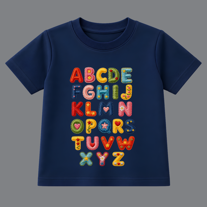 Colorful Alphabet Kids T-Shirt – Navy Blue