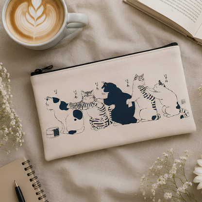 Cat Café Canvas Pouch
