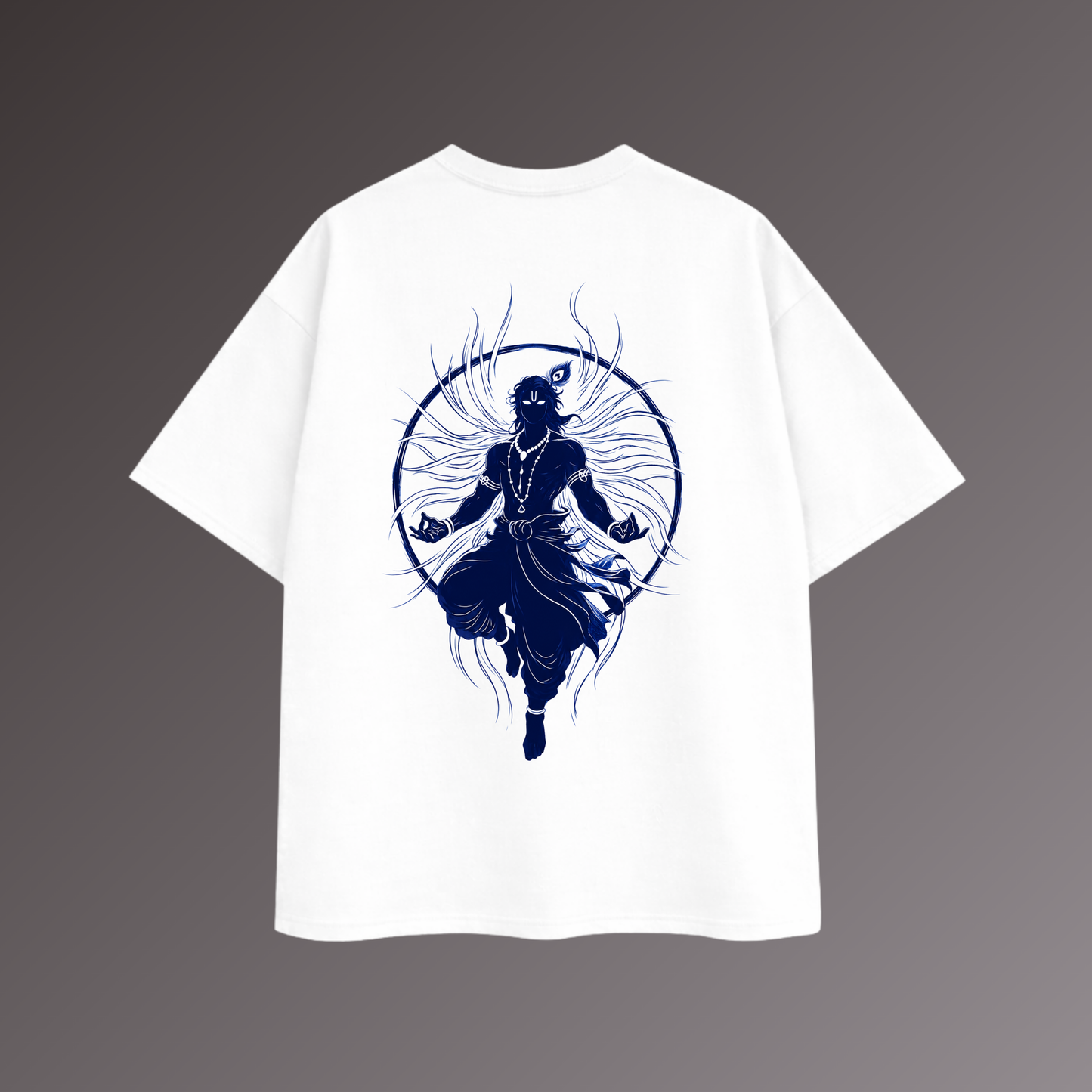 Divine Krishna Aura Oversized T-Shirt – White