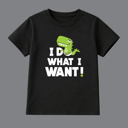 I Do What I Want Dino Kids T-Shirt – Black