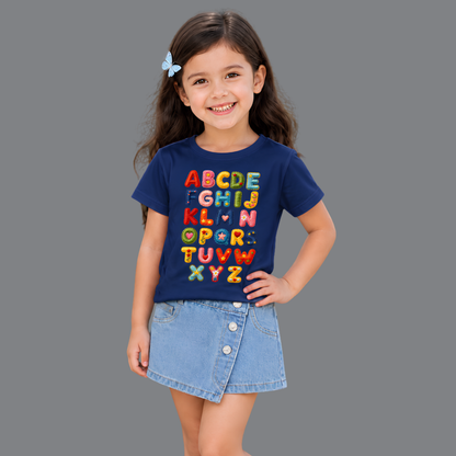 Colorful Alphabet Kids T-Shirt – Navy Blue