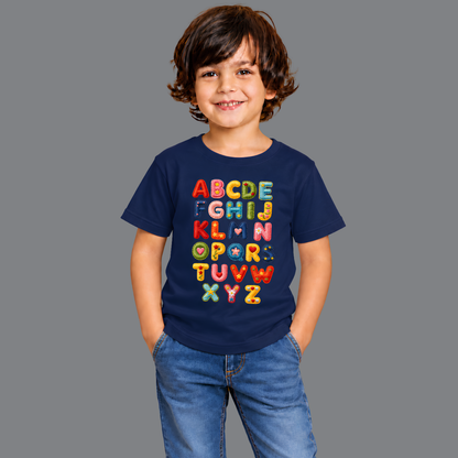 Colorful Alphabet Kids T-Shirt – Navy Blue