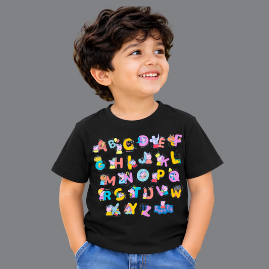 Peppa Pig Alphabet Kids T-Shirt – Black