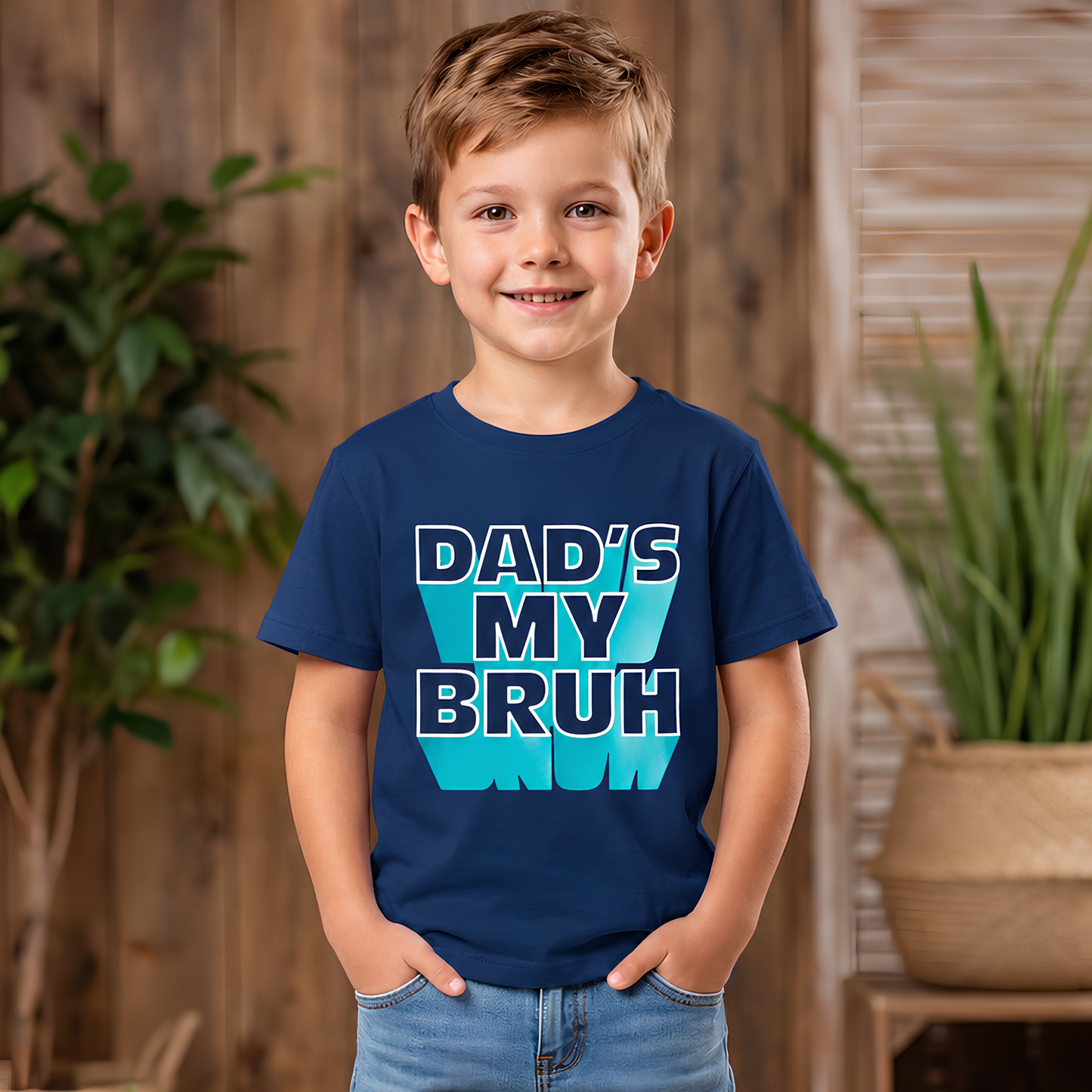 Dad’s My Bruh Kids T-Shirt – Navy Blue