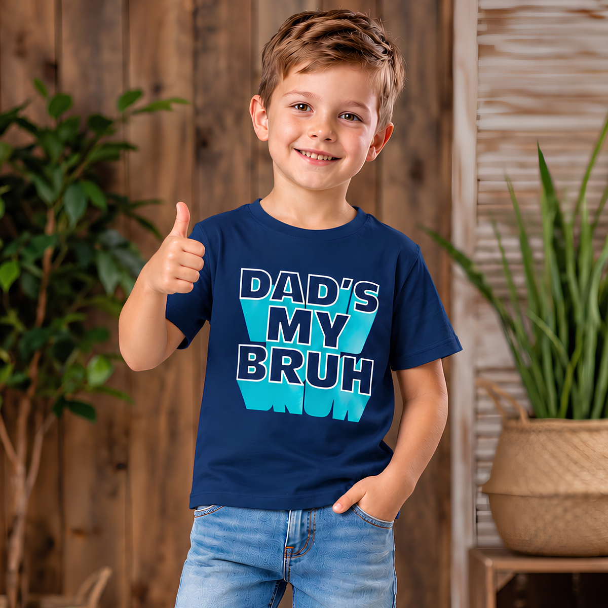 Dad’s My Bruh Kids T-Shirt – Navy Blue