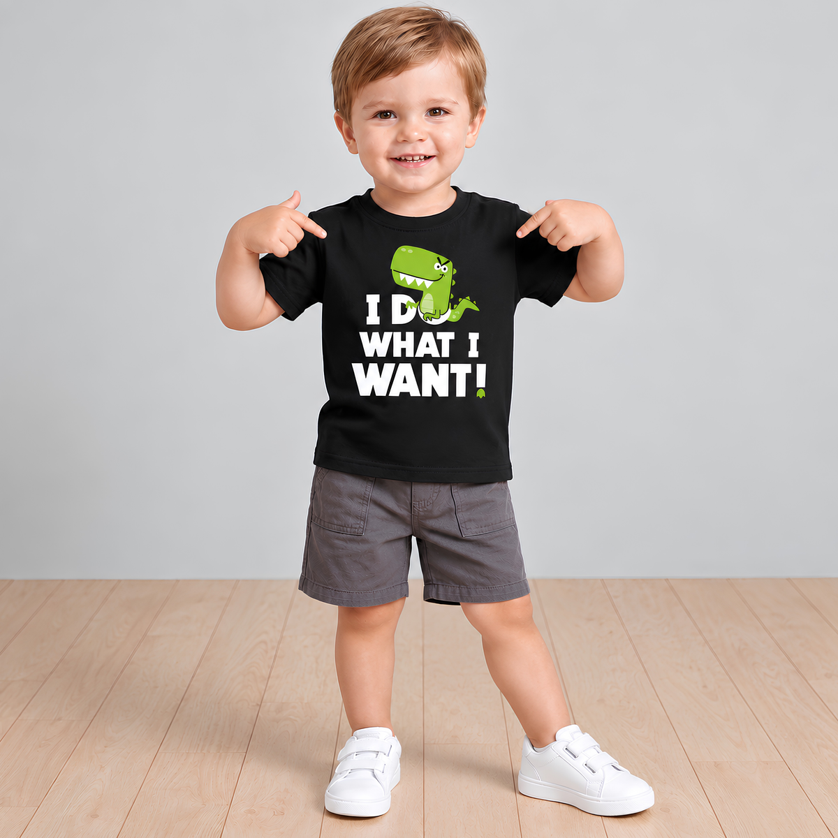 I Do What I Want Dino Kids T-Shirt – Black