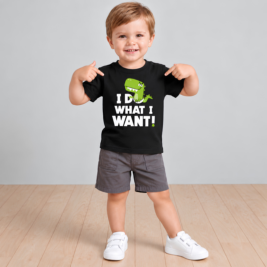 I Do What I Want Dino Kids T-Shirt – Black