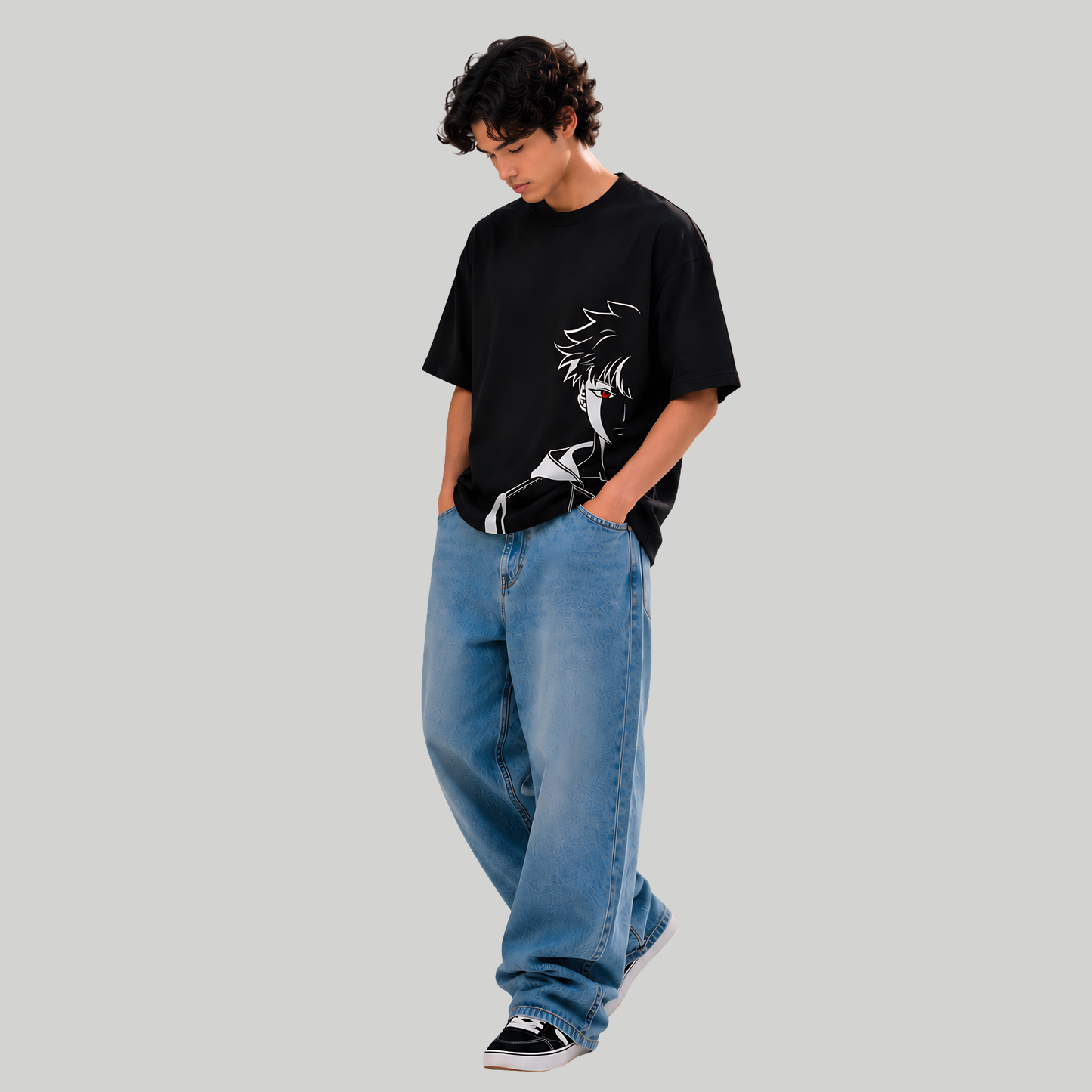 Shadow Rage Anime Oversized T-Shirt – Black