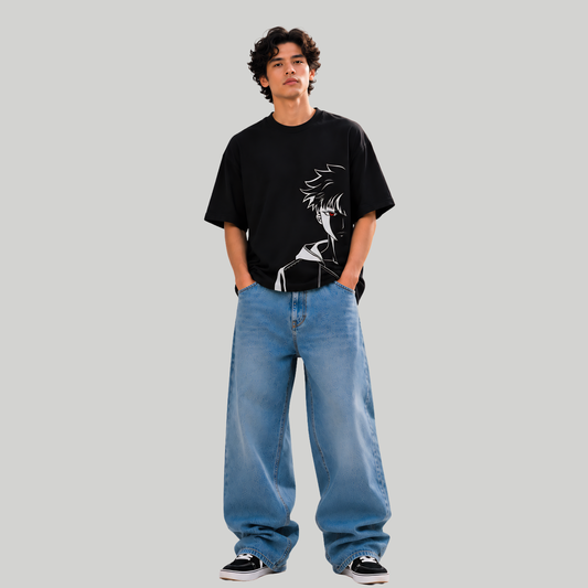 Shadow Rage Anime Oversized T-Shirt – Black