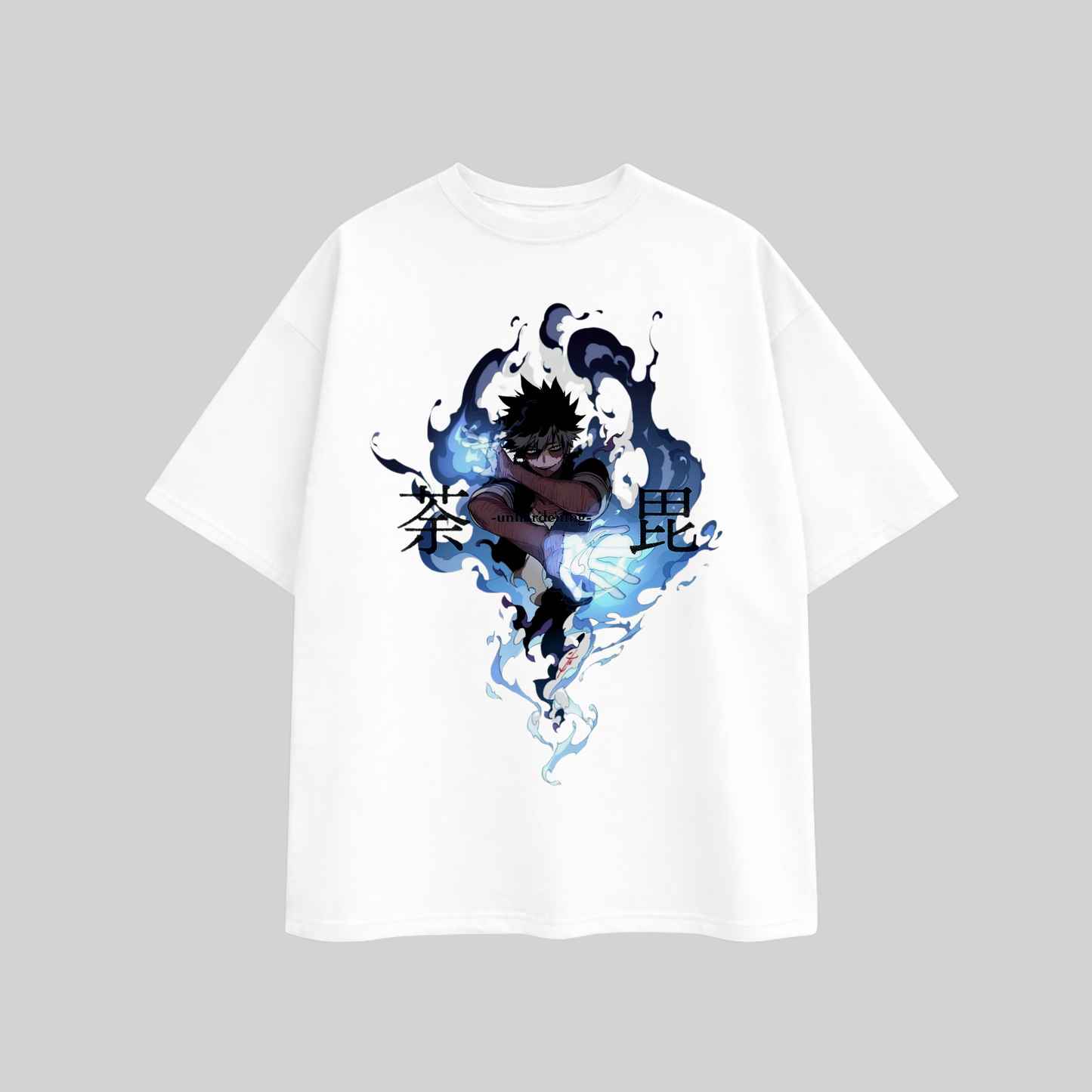 Blue Flame Sorcerer Oversized T-Shirt – White