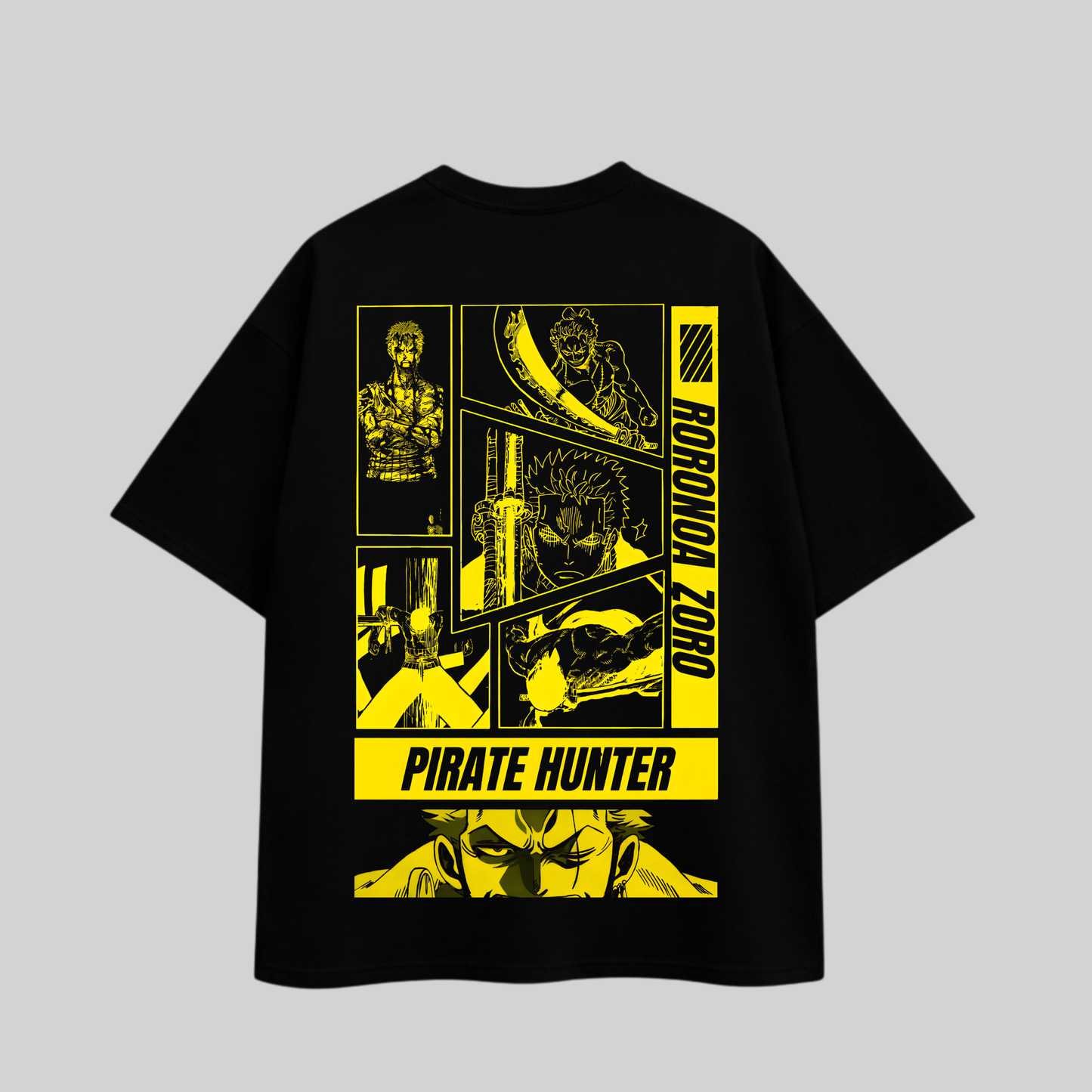 Roronoa Zoro “Pirate Hunter” Oversized Anime Graphic T-Shirt – Black
