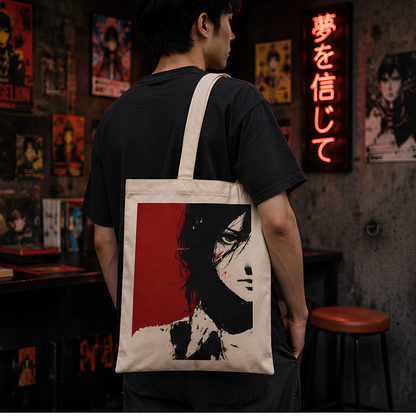 Monochrome Anime Premium Canvas Tote Bag