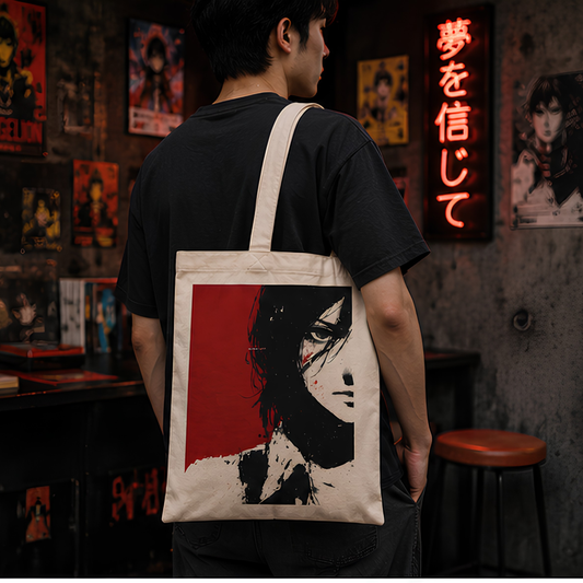 Monochrome Anime Premium Canvas Tote Bag