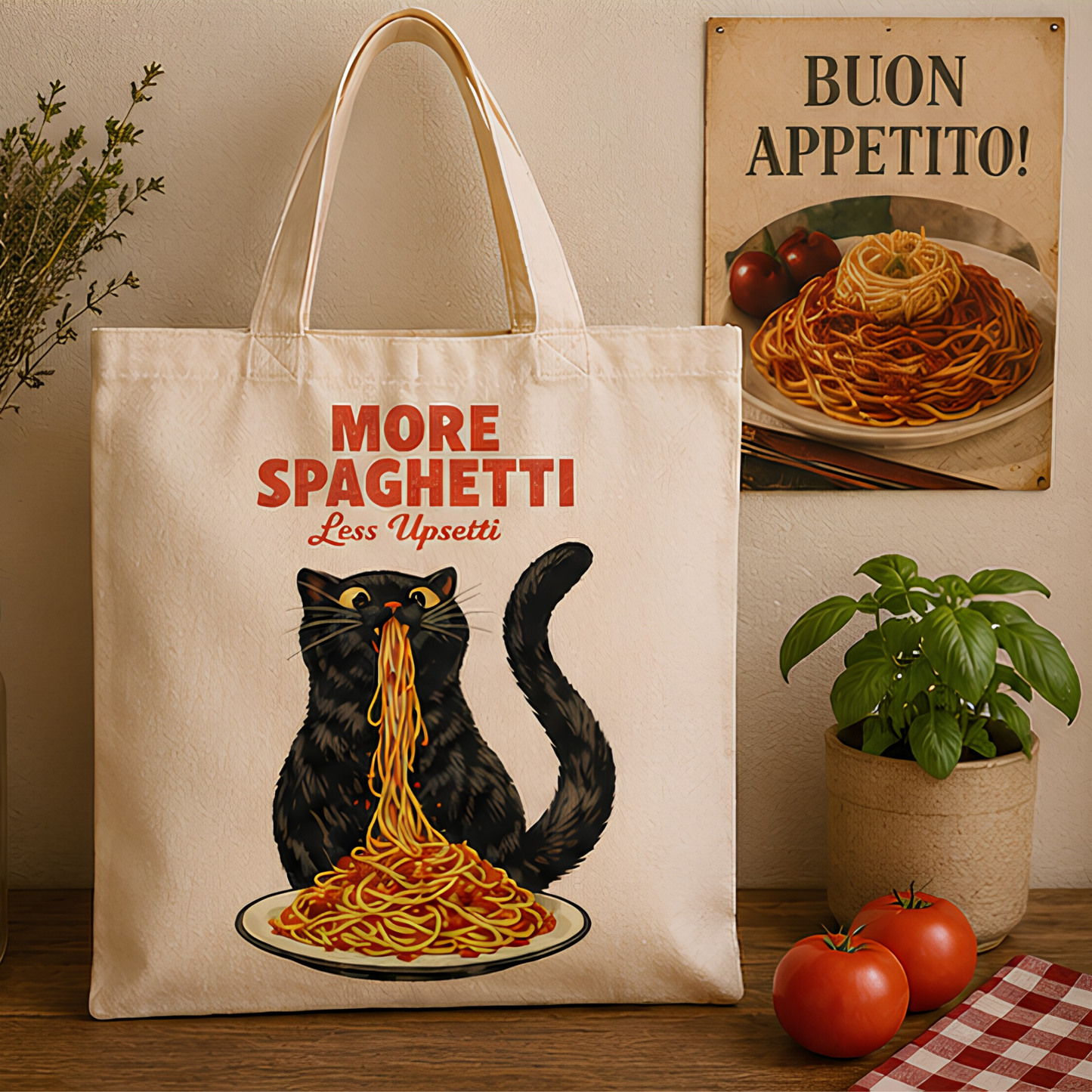 Spaghetti Therapy Premium Canvas Tote Bag