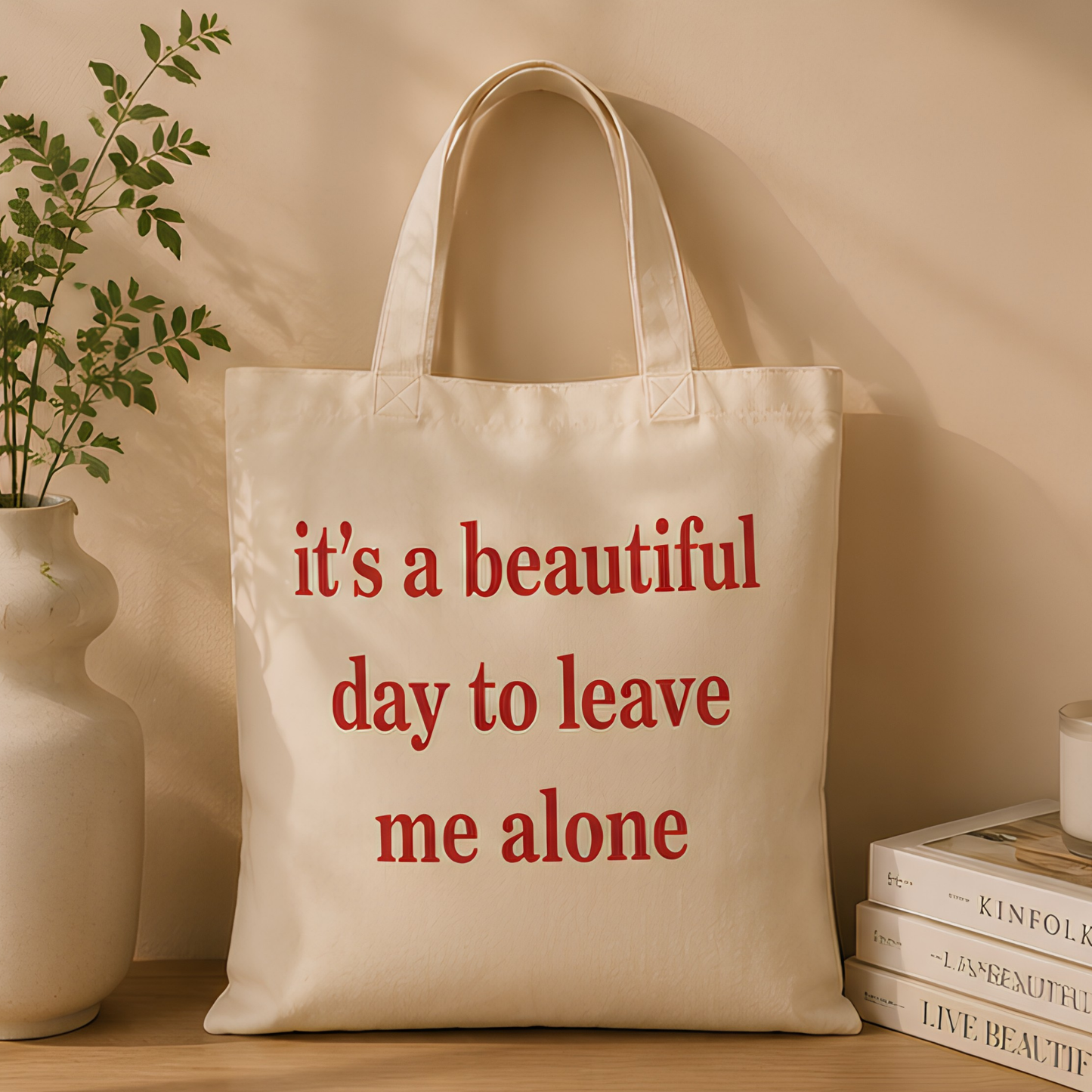 Leave Me Alone Premium Canvas Tote Bag