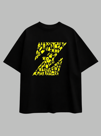 Z Warriors Legacy – Anime Oversized Black T-Shirt